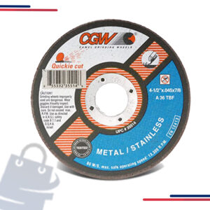 35514 CGW Type 1, Quickie Cut Cutoff Wheels .045 And A36T, 7/8 T1 ZA36-T-BF in Size 4-1/2" x .045 x 7/8 and RPM 13,300