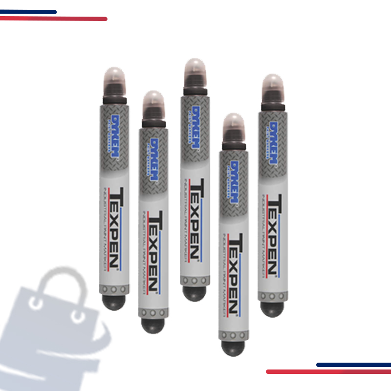 16033 ITW Dykem TEXPEN Industrial Steel Tip Paint Marker, Med Tip in Color Black