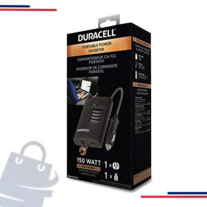 Duracell DRINVP150 Negro 150 Watt Portable inversor de energía, 150 W, Negro in Size 1/2” x 520”