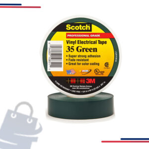 54007-10810 3M Scotch Vinyl Electrical Tape 35, 3/4" X 66', Qty: 100 per case in Color Green and Size 3/4 in x 66 ft