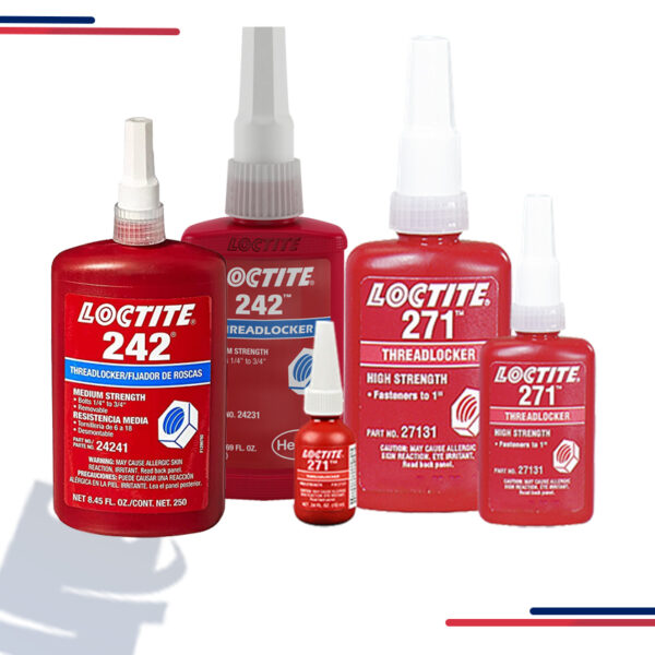 230718 Loctite Threadlocker, # 242, Medium Strength, Blue, 0.5ml Capsule in Series 271 and Size 10 ml and Strength High