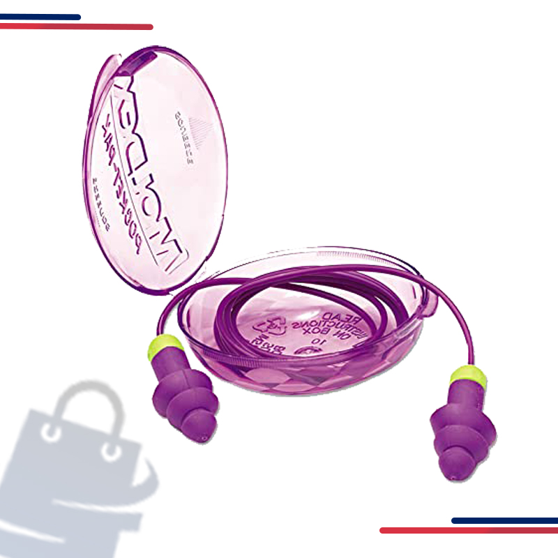 6405 Moldex Rockets Earplug, One Size, Reusable, Flanged, Purple/Bright Green Plug, 27 DB