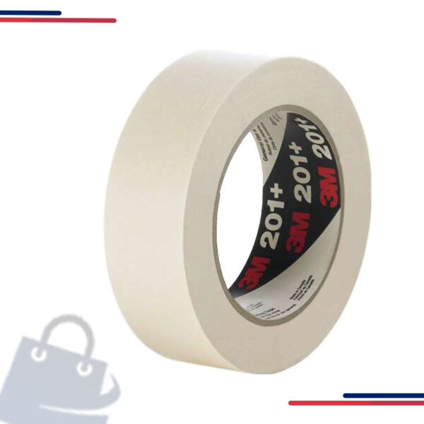 7000124880 3M™ 201+ Masking Tape, Tan, 18, 24, 36, 48 MM W, 55 M L, Rubber, in Rolls Case 24 and Size 48 mm x 55 m