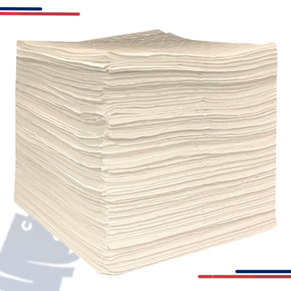 O1PH100 Essentials 15" X 18" Oil Only Single-Ply Heavyweight Sorbent Pads - 100 Count in Absorption 18 Gal and Weight Type Heavy