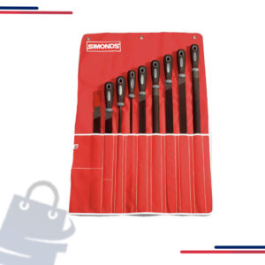 78761810 Simonds File Set, 10" Bastard Round And Half Round, 9 Pcs. in Color Red