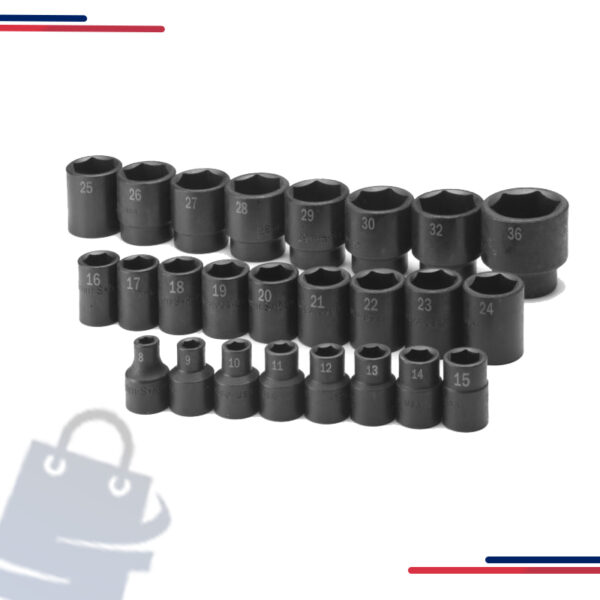 MS-4-23RC Williams Socket Set, 23 Pieces, 1/2 Inch Drive, Shallow
