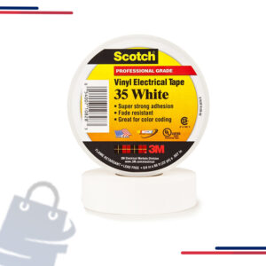 54007-10810 3M Scotch Vinyl Electrical Tape 35, 3/4" X 66', Qty: 100 per case in Color White and Size 3/4 in x 66 ft